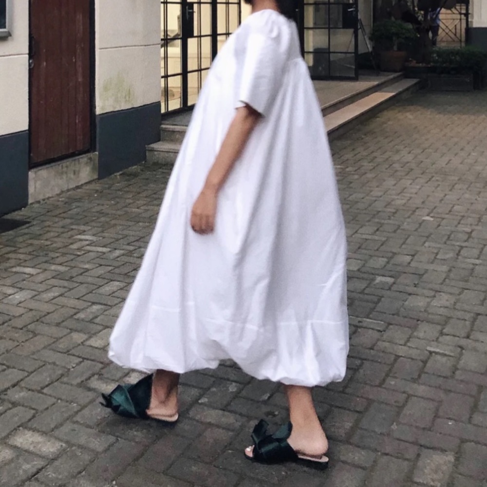 JIL SANDER cotton poplin long dress